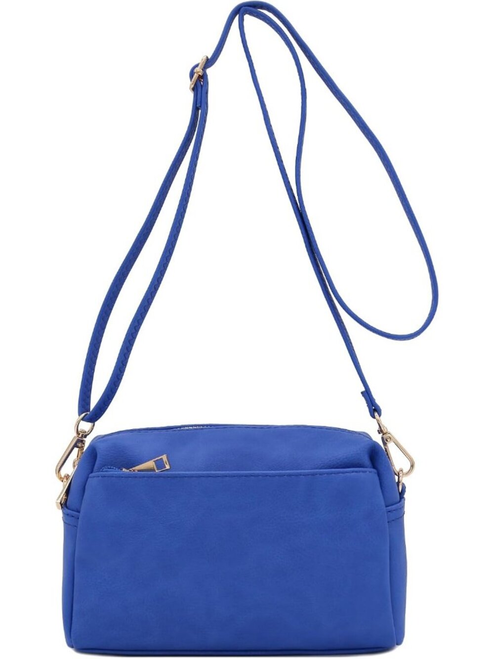 Women's Royal Blue Triple ZIP Small Lightweight Shoulder Purse Crossbody Bag